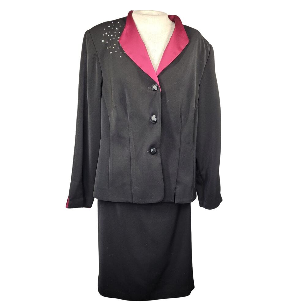 Jessica Howard Sequin Accent Jacket and Skirt Set Size 16
